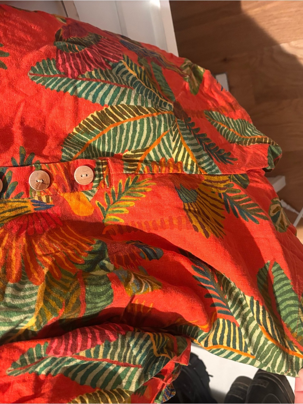 FARM Rio Red Tropical Button-Front Women's Romper - Picture 3 of 4